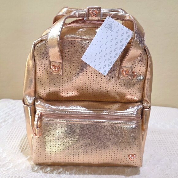 NWT Rose Gold Pink Mickey Icon Flair Disney Backpack Bag Computer Minnie Mouse